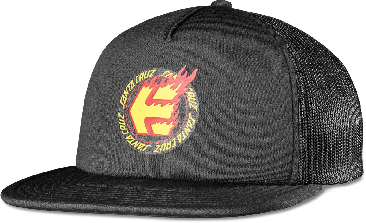SANTA CRUZ FLAME TRUCKER HAT-BLACK
