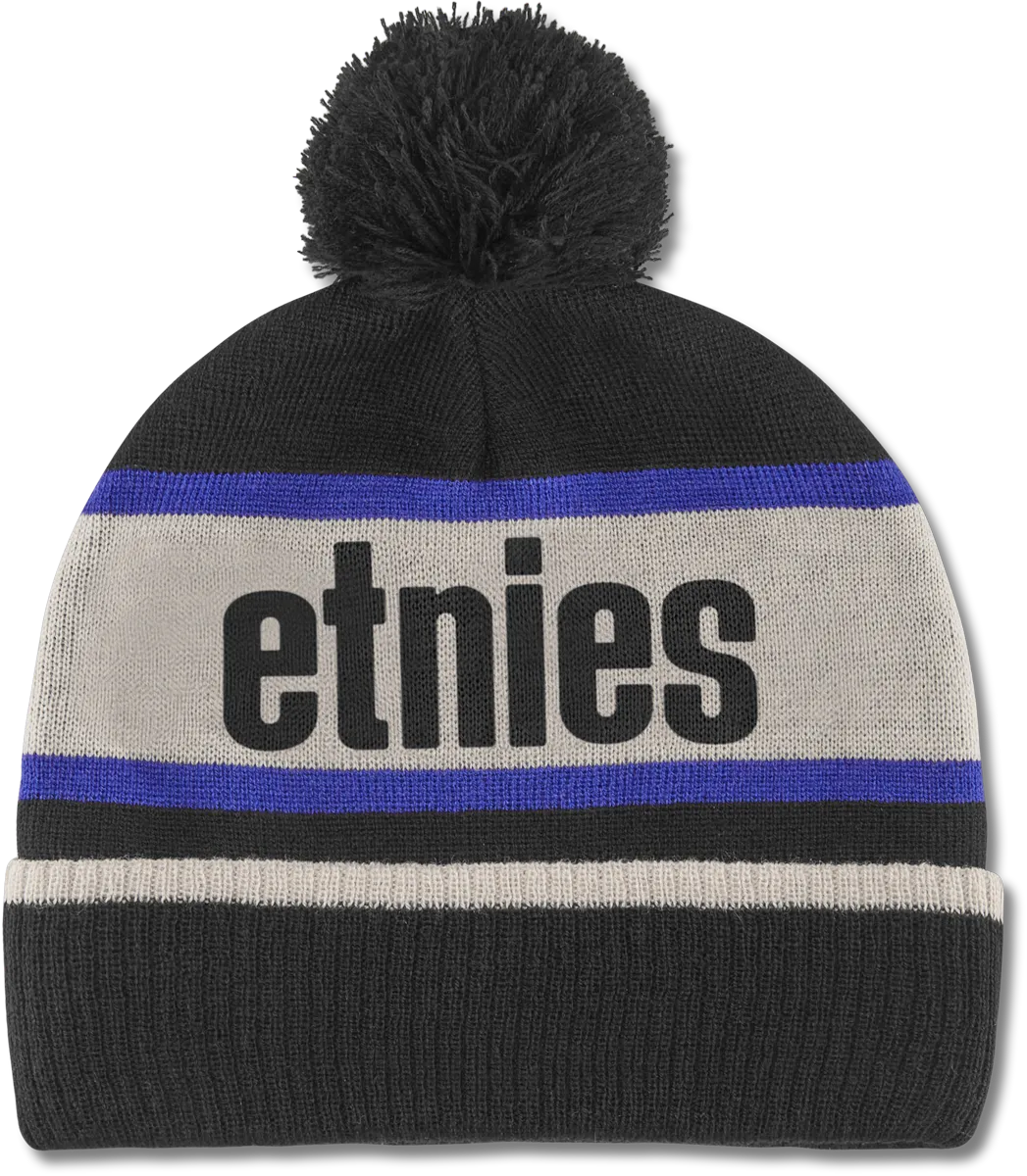 Stencil Pom Beanie-BLACK\/TAN