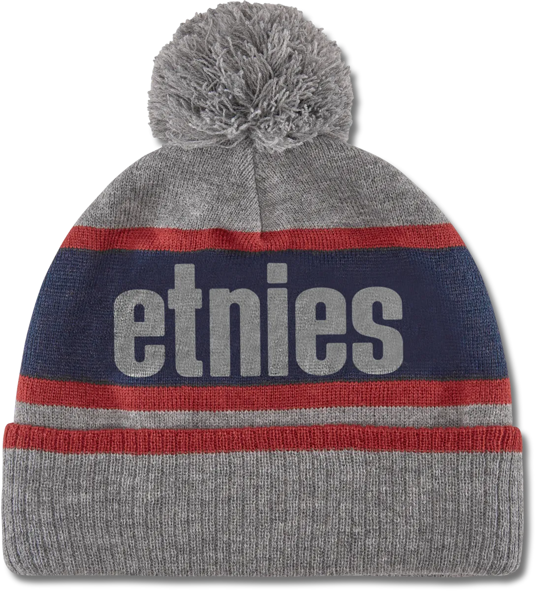 Stencil Pom Beanie-GREY\/HEATHER