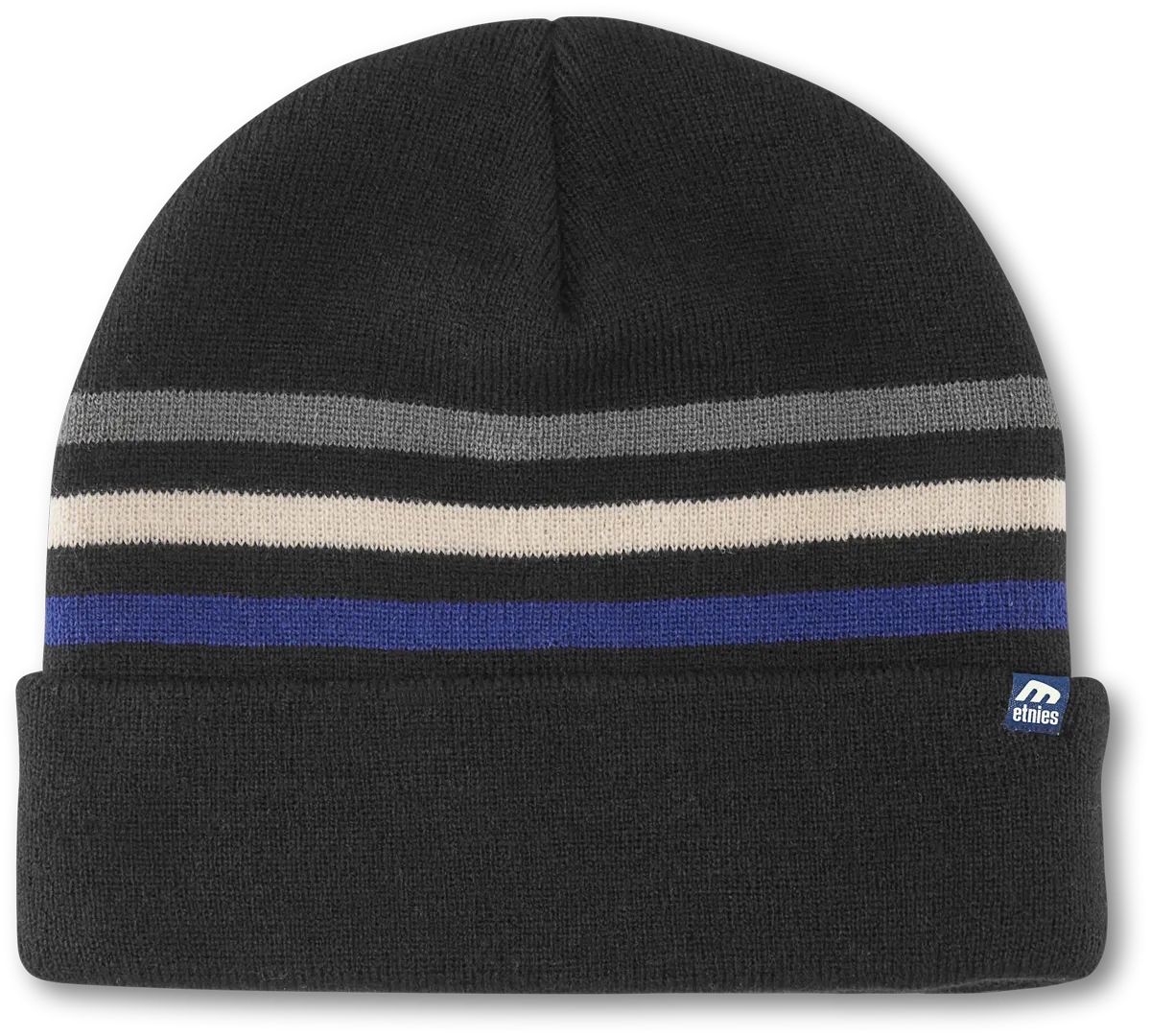 Stripe Beanie-BLACK\/BLUE